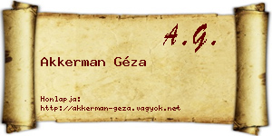 Akkerman Géza névjegykártya